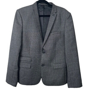 The Kooples Mens Wool Herringbone Long Sleeve Blazer Coat Gray Size 48 Lined